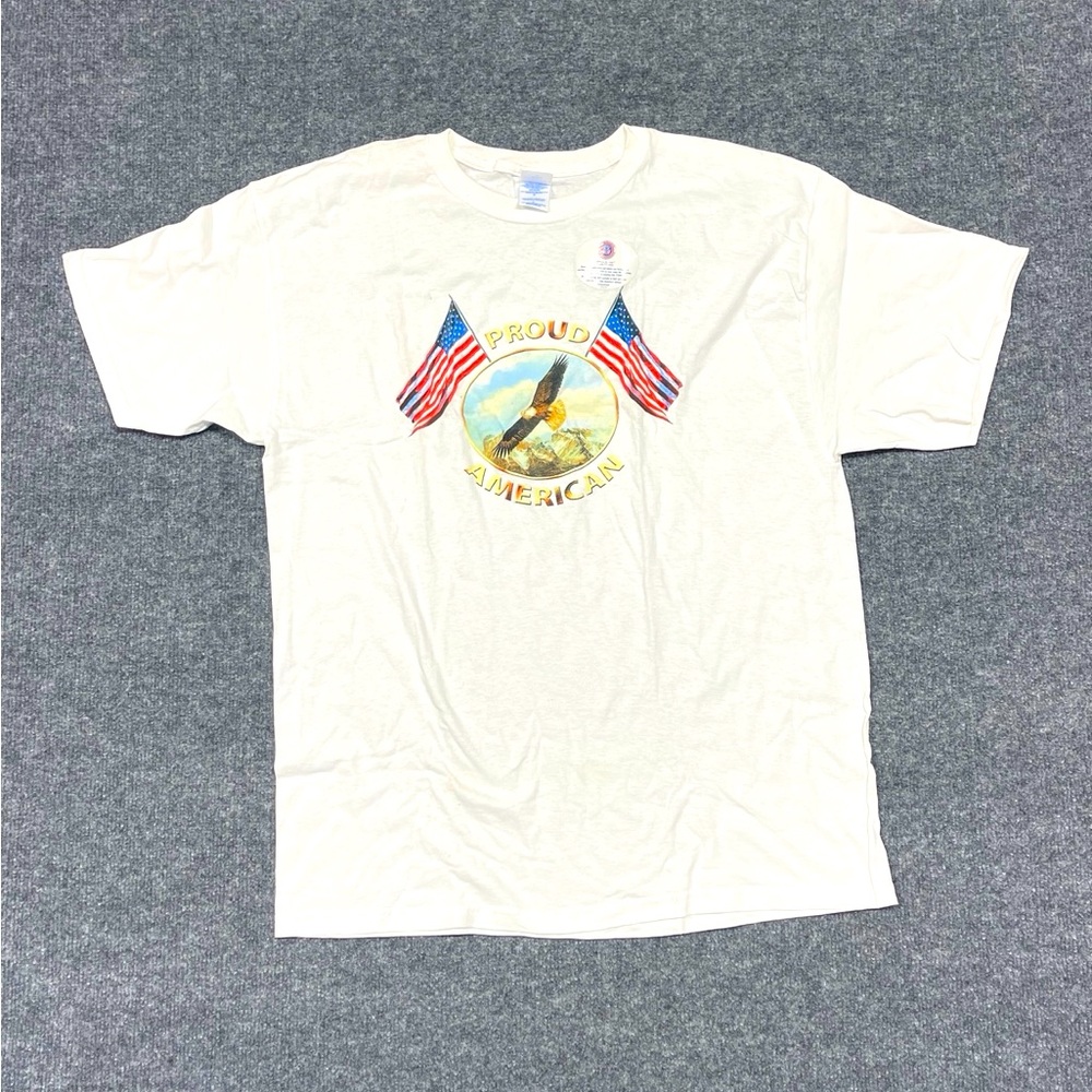 Vintage Proud American Shirt Mens Large Eagle Graphic Logo USA Flag Freedom